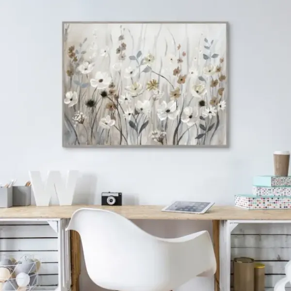 Framed Art-Kirkland's Home Misty Meadow Framed Canvas Art Print Gray/White