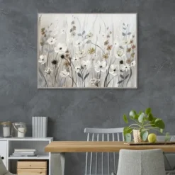Framed Art-Kirkland's Home Misty Meadow Framed Canvas Art Print Gray/White