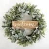 Wreaths-Kirkland's Home Mixed Greenery Welcome Sign Wreath Green/Brown