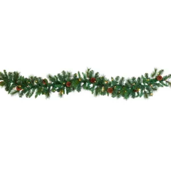 Arrangements & Greenery-Kirkland's Home Mixed Pine Clear Led Lighted Garland Green