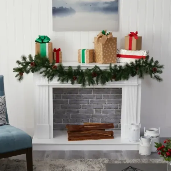Arrangements & Greenery-Kirkland's Home Mixed Pine Clear Led Lighted Garland Green