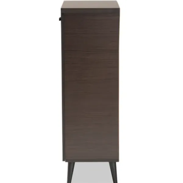 Entryway Furniture-Kirkland's Home Mocha Tall Slatted Shoe Storage Cabinet Brown