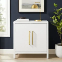 Cabinets & Sideboards-Kirkland's Home Mod Herringbone Cabinet White