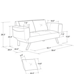 Sofas & Loveseats-Kirkland's Home Mod Wing Arm Convertible Sofa Brown