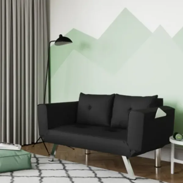 Sofas & Loveseats-Kirkland's Home Mod Wing Arm Convertible Sofa Black