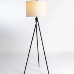 Floor Lamps-Kirkland's Home Modern Black Tripod Floor Lamp White
