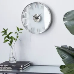 Clocks-Kirkland's Home Modern Clear Core Wall Clock Silver