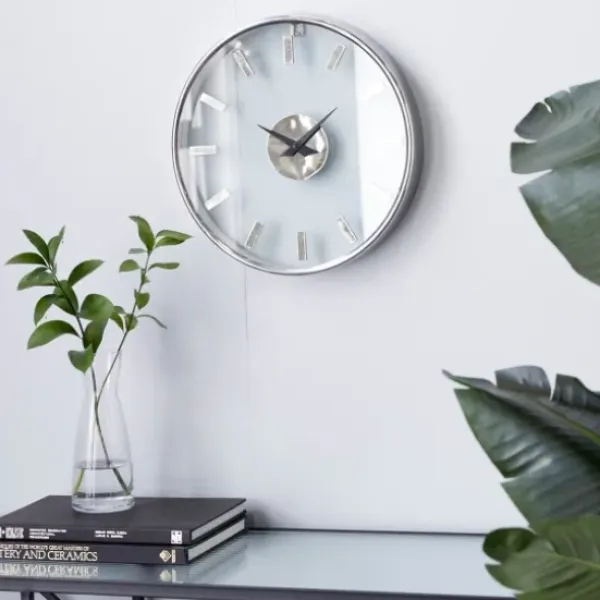 Clocks-Kirkland's Home Modern Clear Core Wall Clock Silver