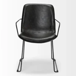 Dining Chairs-Kirkland's Home Modern Leather Wire Frame Dining Chair Black