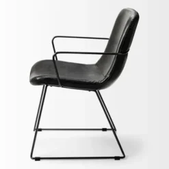Dining Chairs-Kirkland's Home Modern Leather Wire Frame Dining Chair Black