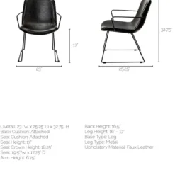 Dining Chairs-Kirkland's Home Modern Leather Wire Frame Dining Chair Black