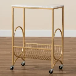 Kitchen Islands & Bar Carts-Kirkland's Home Modern Marble Deco Bar Cart