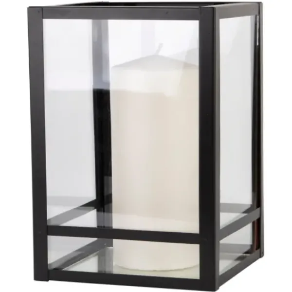 Lanterns-Kirkland's Home Modern Metal Lantern, 6 In. Black