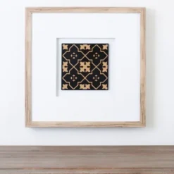 Framed Art-Kirkland's Home Modern Tile I Shadowbox Framed Art Print White/Brown