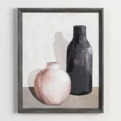 Framed Art-Kirkland's Home Modern Vessel I Framed Art Print Gray/Black/Tan