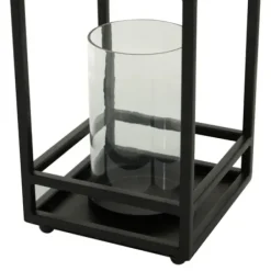 Lanterns-Kirkland's Home Modern Vintage Iron Framed Lantern, 18 In. Black