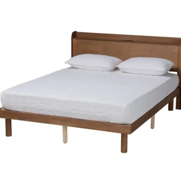 Beds & Headboards-Kirkland's Home Modern Wood Full Platform Bed Brown