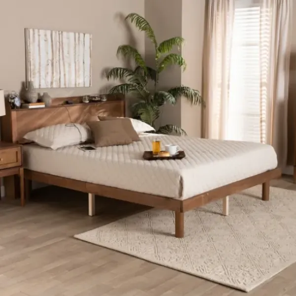 Beds & Headboards-Kirkland's Home Modern Wood Full Platform Bed Brown