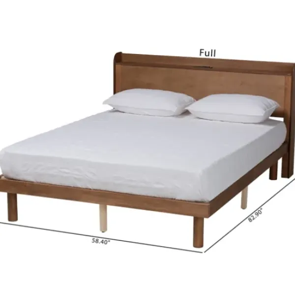 Beds & Headboards-Kirkland's Home Modern Wood Full Platform Bed Brown