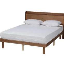 Beds & Headboards-Kirkland's Home Modern Wood Queen Platform Bed Brown