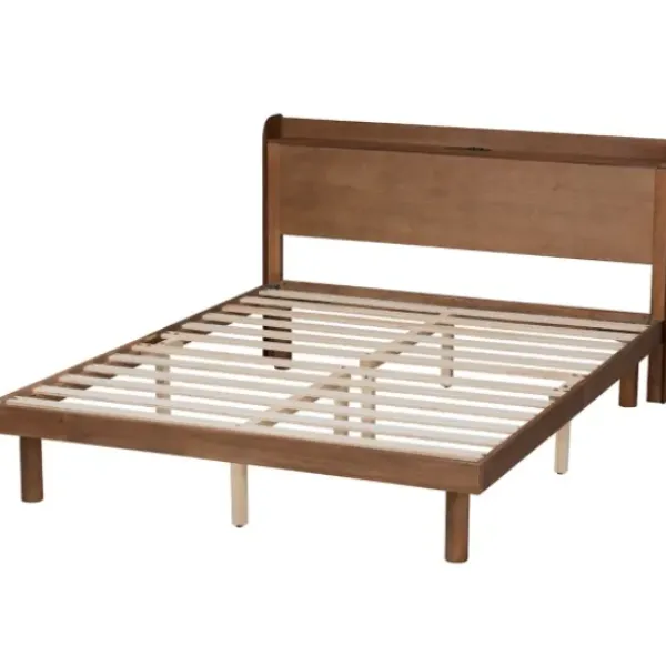 Beds & Headboards-Kirkland's Home Modern Wood Queen Platform Bed Brown
