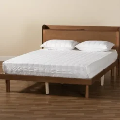 Beds & Headboards-Kirkland's Home Modern Wood Queen Platform Bed Brown