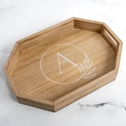 Decorative Trays-Kirkland's Home Monogram D Wood Tray With Handles White