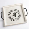 Decorative Trays-Kirkland's Home Monogram L Wood Tray With Handles White