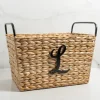 Baskets & Boxes-Kirkland's Home Monogram L Woven Rat Metal Handle Basket Tan