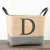 Baskets & Boxes-Kirkland's Home Monogrammed D Black Diamond Jute Storage Bin Tan/Black