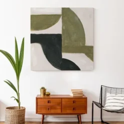 Canvas Art-Kirkland's Home Moody Green Shapes Ii Canvas Art Print Black/White/Green