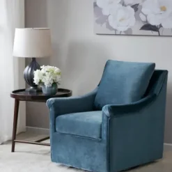 Accent Chairs-Kirkland's Home Mora Swivel Accent Chair Blue