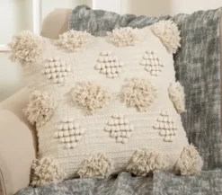 Pillows-Kirkland's Home Moroccan Tufted Pom Pom Throw Pillow Ivory