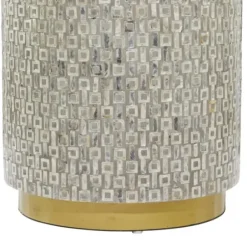 Accent & End Tables-Kirkland's Home Mother Of Pearl Sells Wood Base Accent Table Gray