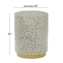 Accent & End Tables-Kirkland's Home Mother Of Pearl Sells Wood Base Accent Table Gray