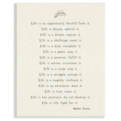 Wall Quotes & Signs-Kirkland's Home Mother Teresa Life Quote Wall Plaque Ivory/Black