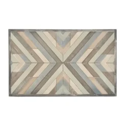Wall Plaques-Kirkland's Home Multicolor Criss Cross Chevron Wood Wall Plaque Brown/Gray