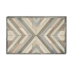 Wall Plaques-Kirkland's Home Multicolor Criss Cross Chevron Wood Wall Plaque Brown/Gray