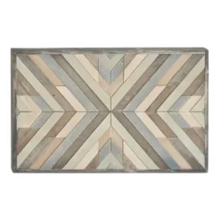Wall Plaques-Kirkland's Home Multicolor Criss Cross Chevron Wood Wall Plaque Brown/Gray