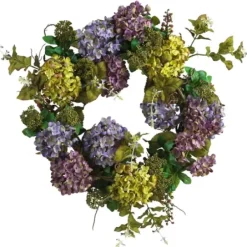 Wreaths-Kirkland's Home Multicolor Hydrangea And Berry Wreath Green/Multi