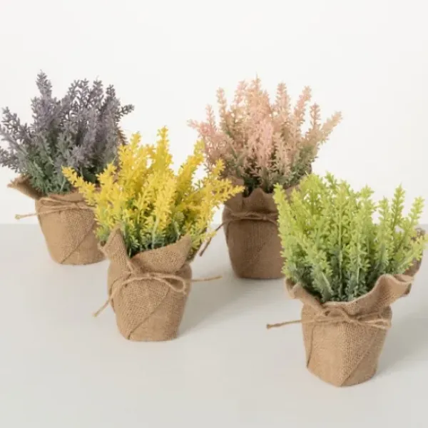 Arrangements & Greenery-Kirkland's Home Multicolor Lavender Burlap Arrangements, Set Of 4 Green/Pink/Purple/Yellow