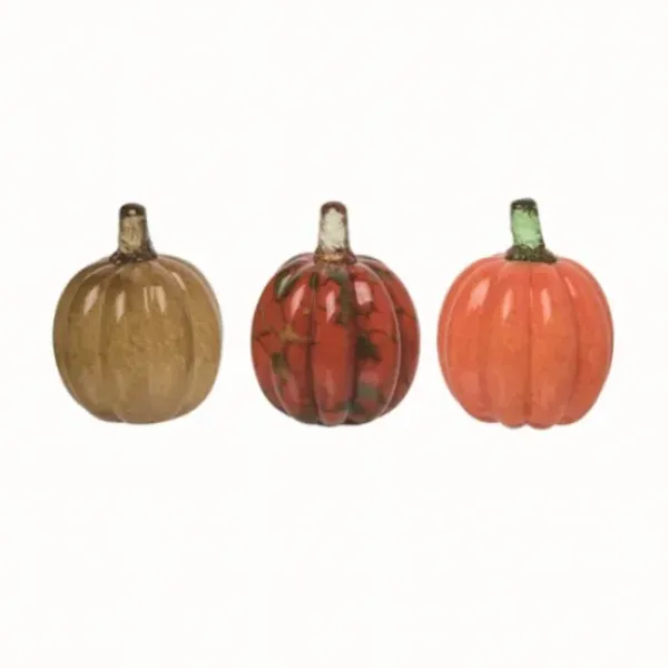 Statues & Figurines-Kirkland's Home Multicolor Mini Glass Pumpkins, Set Of 3 Brown/Red/Orange