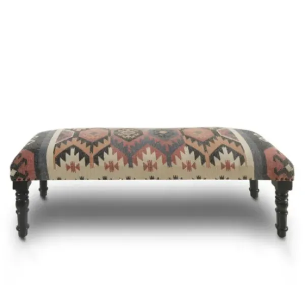 Benches & Ottomans-Kirkland's Home Multicolor Southwestern Geometric Bench Ivory/Red/Multi