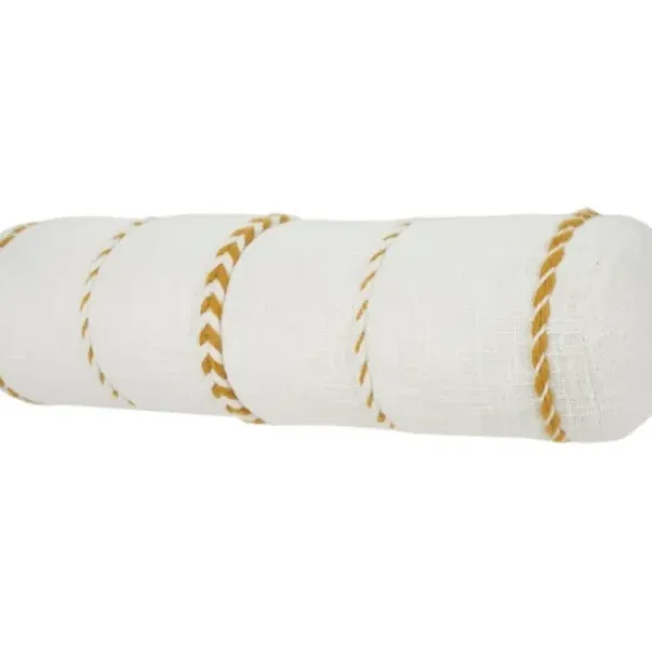 Pillows-Kirkland's Home Mustard Braided Twist Lumbar Throw Pillow Yellow/White
