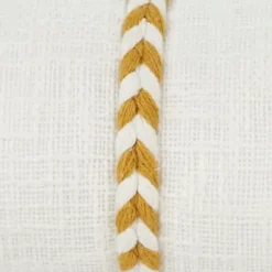 Pillows-Kirkland's Home Mustard Braided Twist Lumbar Throw Pillow Yellow/White