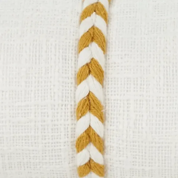Pillows-Kirkland's Home Mustard Braided Twist Lumbar Throw Pillow Yellow/White