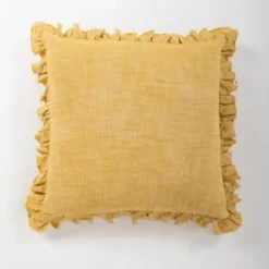 Pillows-Kirkland's Home Mustard Chambray Ruffle Edge Pillow Yellow