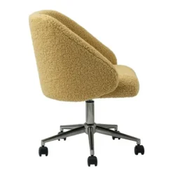 Office Furniture-Kirkland's Home Mustard Sherpa Upholstered Swivel Office Chair Yellow