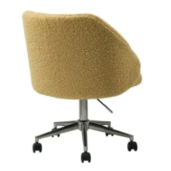 Office Furniture-Kirkland's Home Mustard Sherpa Upholstered Swivel Office Chair Yellow