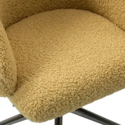 Office Furniture-Kirkland's Home Mustard Sherpa Upholstered Swivel Office Chair Yellow